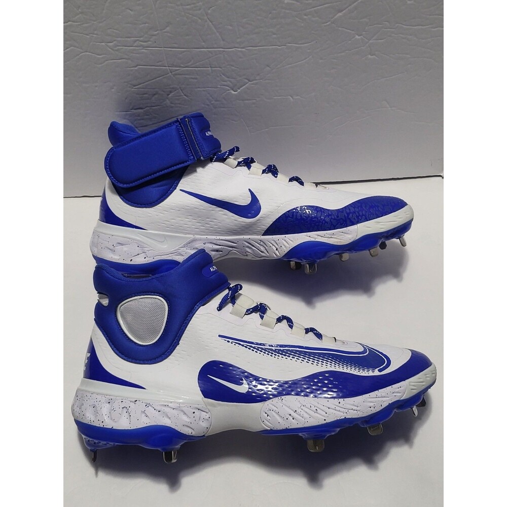 Nike Alpha Huarache Elite 4 Mid Baseball Metal Cleats Blue FD2744-104 Men Sz 13